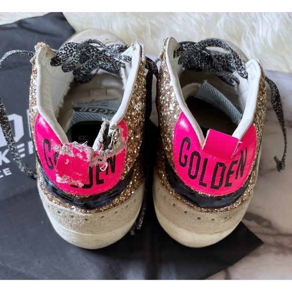 Authentic Golden Goose Mid Star Glitter Upper Maculated Print High top Sneakers - Picture 10 of 16